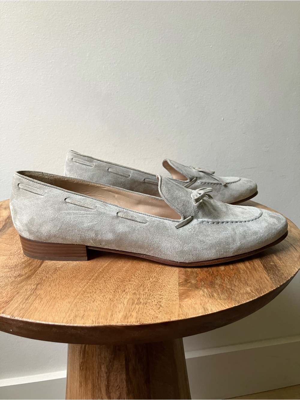 J. Crew | Grey Suede Bow Driving Loafer - Picture 2 of 8